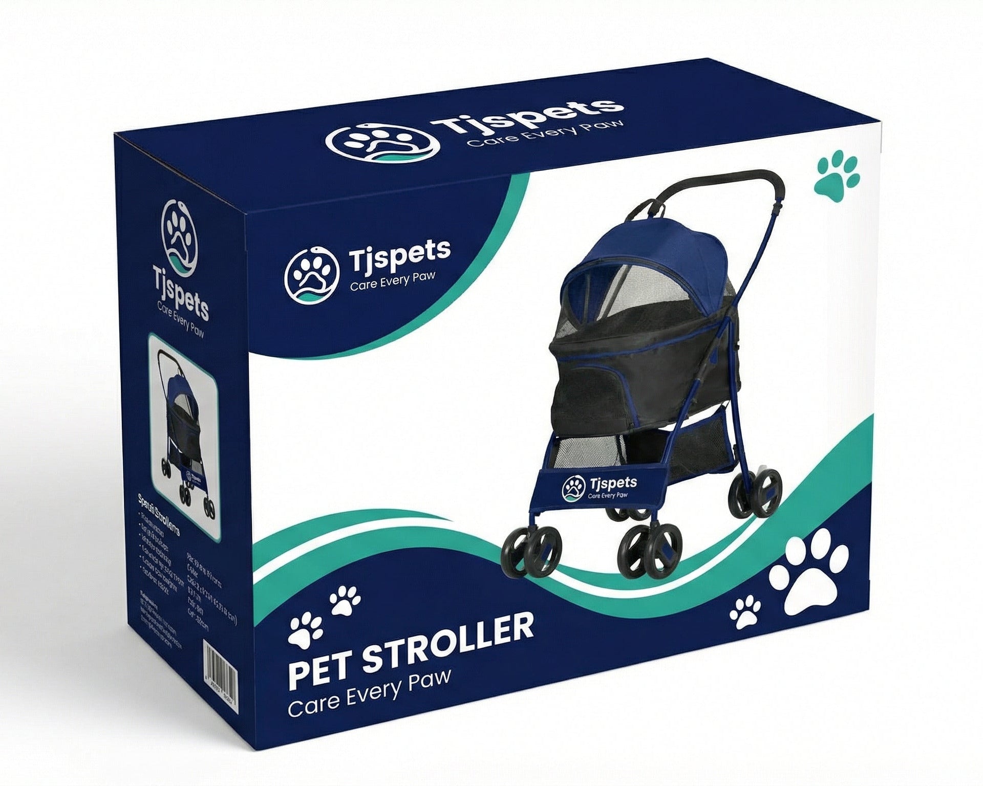 Tjspets pet stroller packaging on a white background