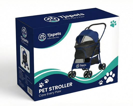 Tjspets pet stroller packaging on a white background